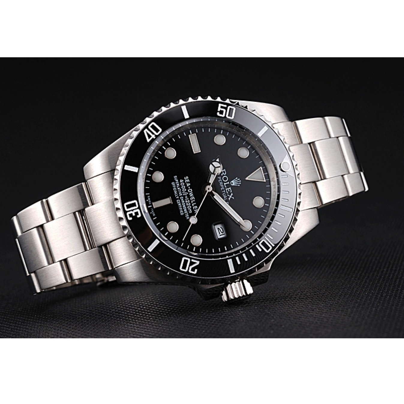Aaa replica watch Rolex Stainless Case Steel Bracelet Sky Black 622837 Dwellerr Dial And 0821